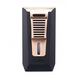 Зажигалка сигарная Colibri Slide (двойное пламя), черная-розовое золото (LI850T13)